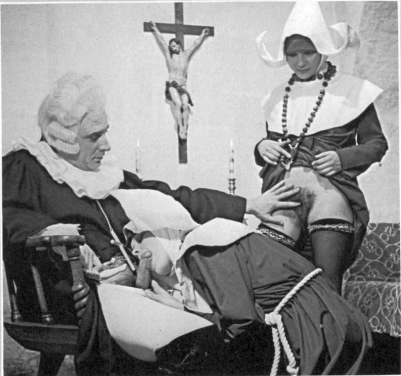 photograph of a priest with fellatio performing nuns