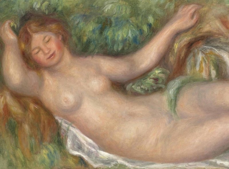 Pierre-August Renoir, La source (Nu allongé), detail