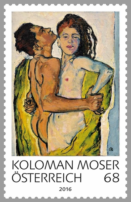 Poststamp with ‘The lovers’ by Moser