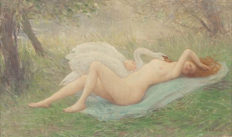 Raphael Collin Nude with a Swan