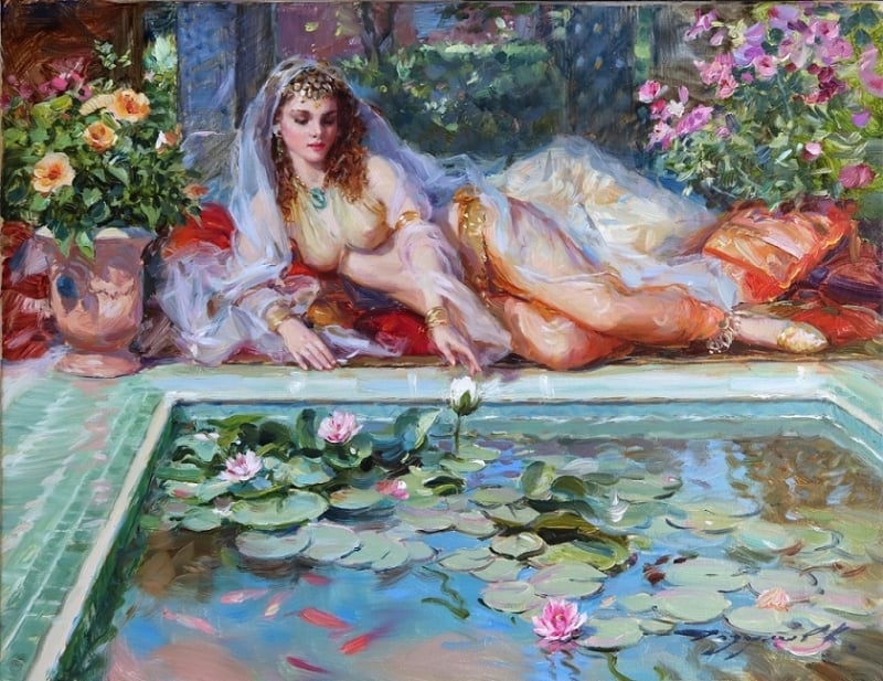 razumov Nude dancer in front of the lotus pond