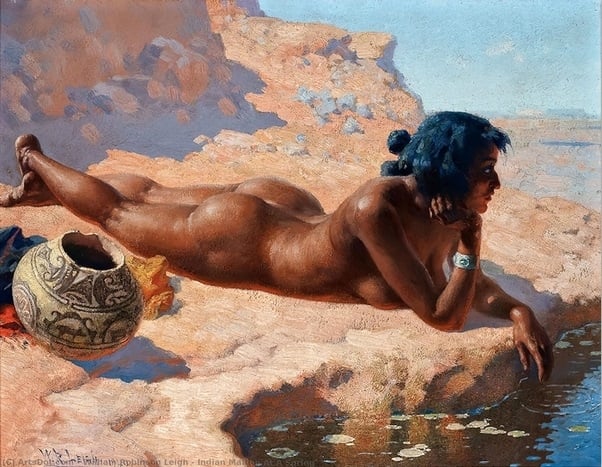 reclining nude on the rocks by William Robinson Leigh