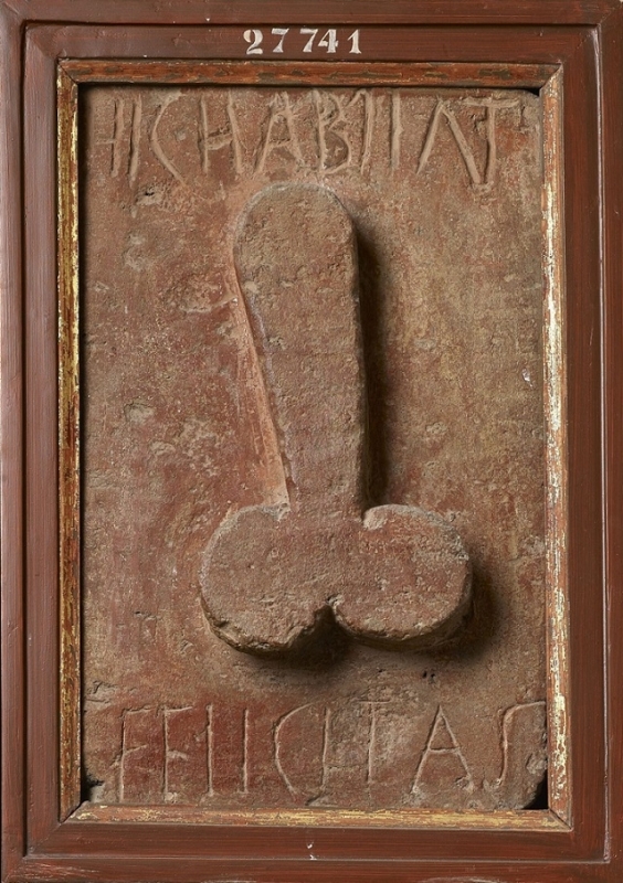 Relief with a phallus, inscribed 