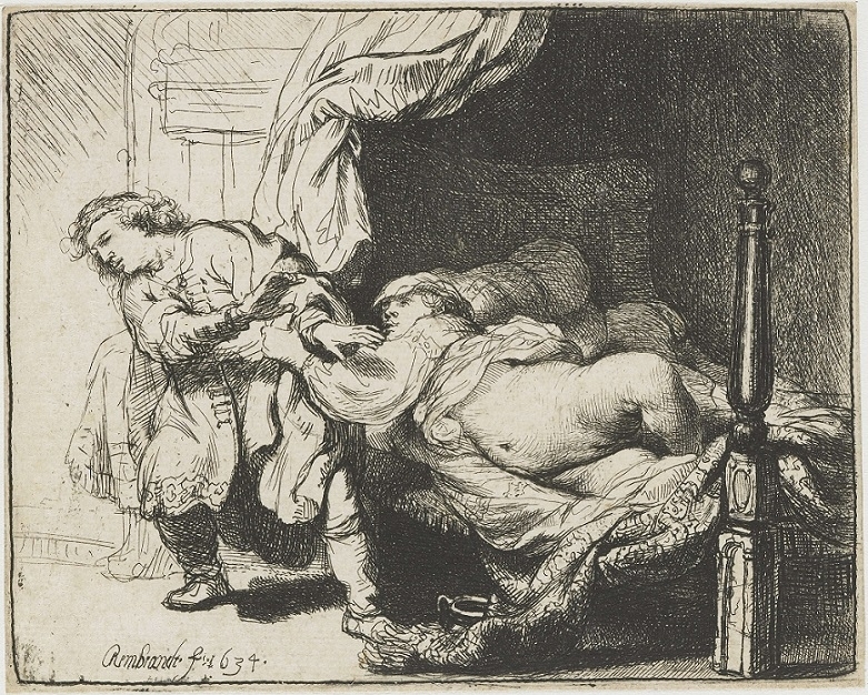 rembrandt Etching 'Joseph and Potiphar's wife'