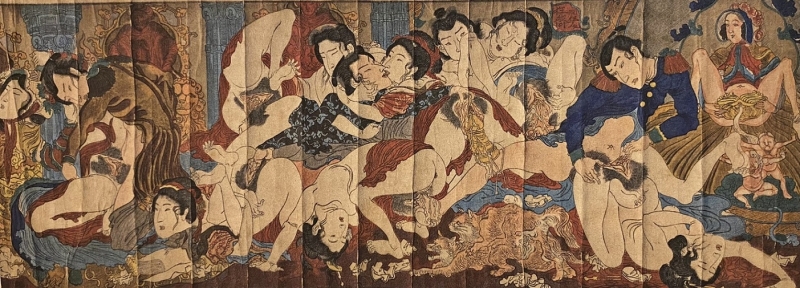 'Renri no eda hiyoku no maki (Scrolls of Inseparable Lovers)' issued c. October 1867 by Kawanabe Kyosai