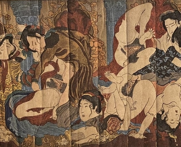 'Renri no eda hiyoku no maki (Scrolls of Inseparable Lovers)' issued c. October 1867 by Kawanabe Kyosai (detail)