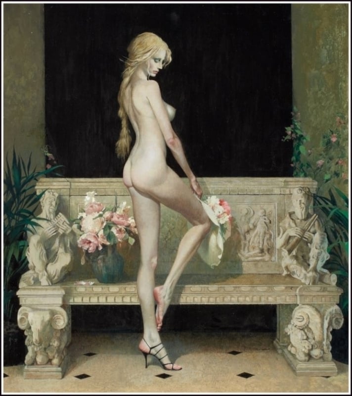robert mcginnis Nude By a Bench