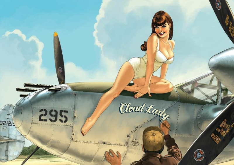 romain hugault aviation pin up art