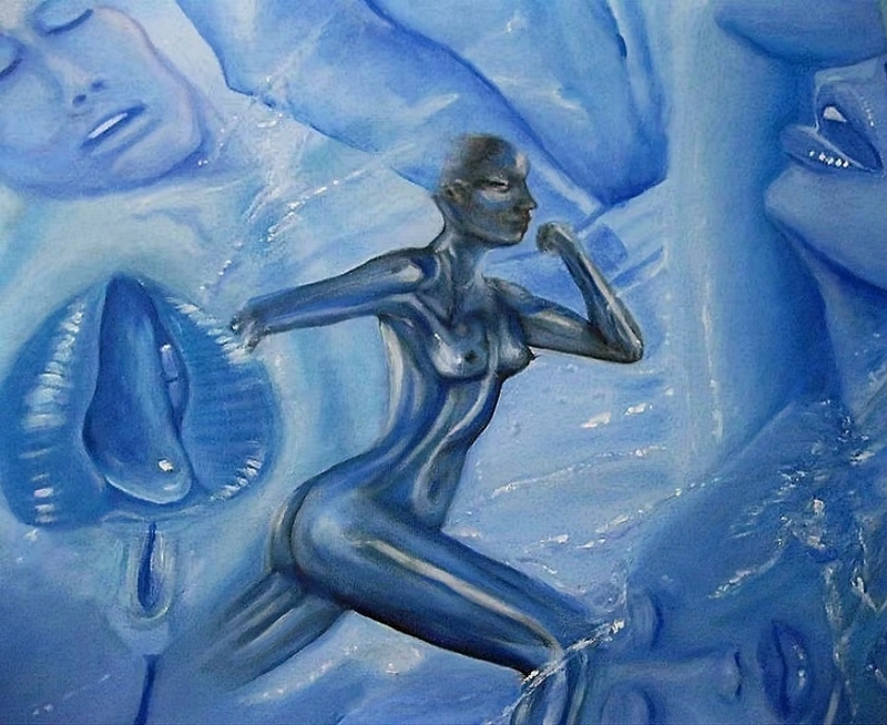 Ruth Bircham  painting of running nude