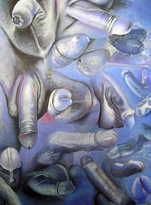Ruth Bircham painting with phalluses