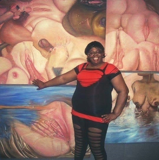 Ruth next to her painting