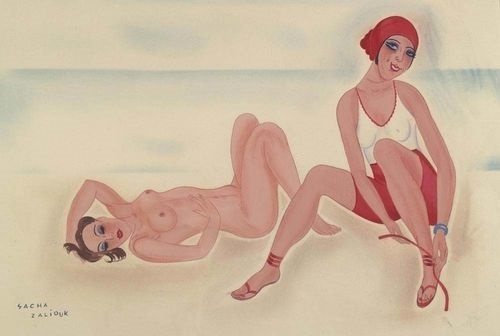 Sacha Zaliouk females on the beach painting