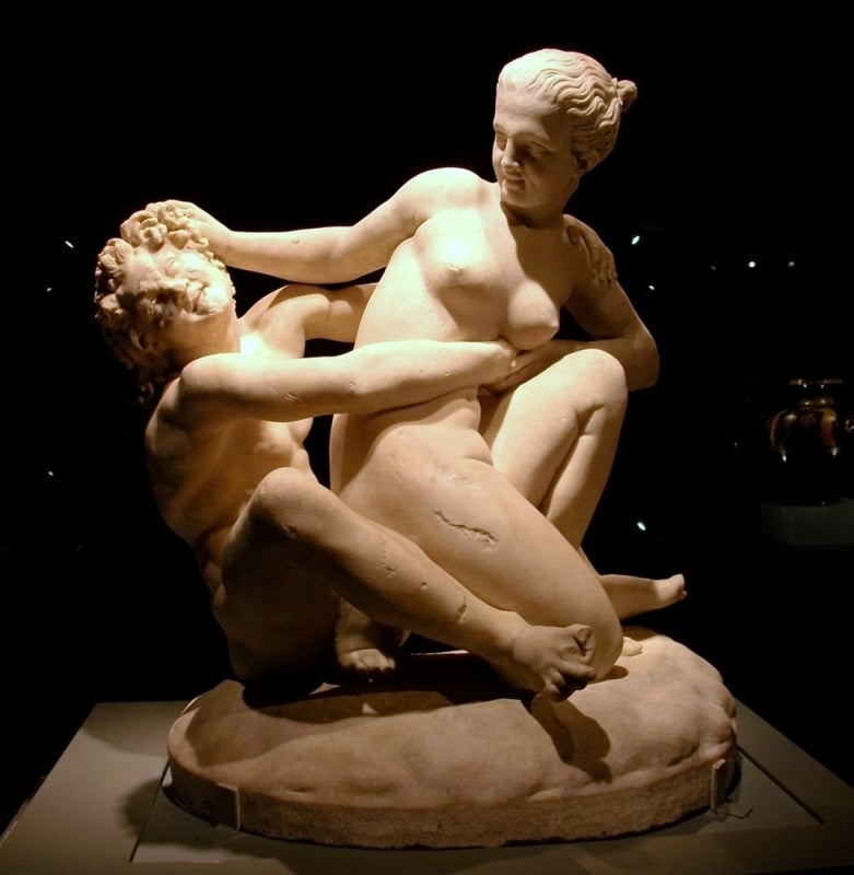 Satyr and nymph, attempted rape, Beauty of the Body exhibition, Archaeological Museum of Alicante