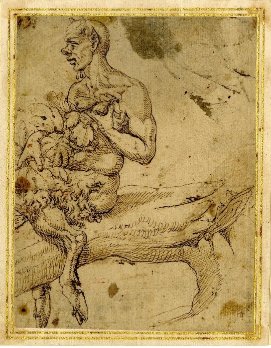 Satyr straddling a tree branch, attrib. to Coxie