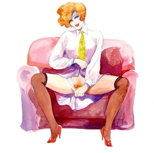 seductive female in a chair art