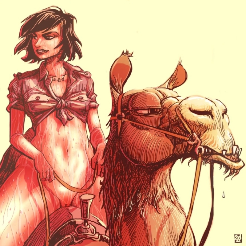 semi nude on camel by Benceval Damien