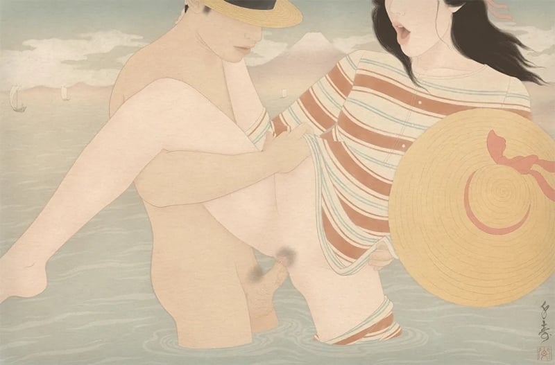 senju shunga beach scene Kogyo