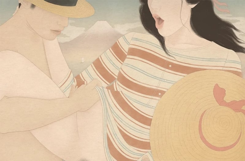 senju shunga beach scene Kogyo close up