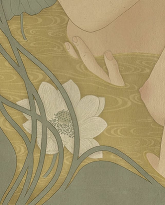 senju shunga Hasuike (lotus pond) detail lotus flower