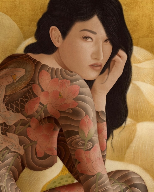 senju shunga kayou (Lotus Leaves) detail