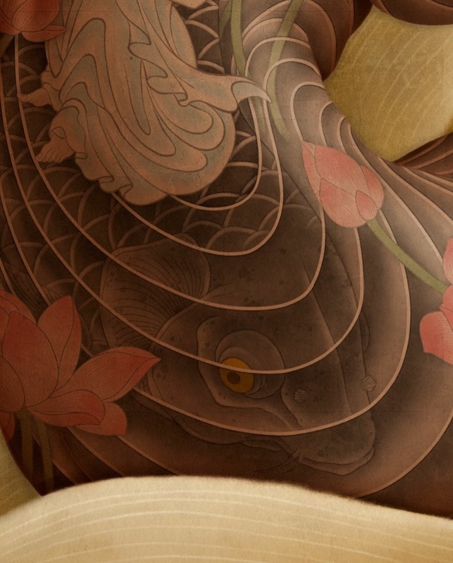 senju shunga kayou (Lotus Leaves) detail tattoo