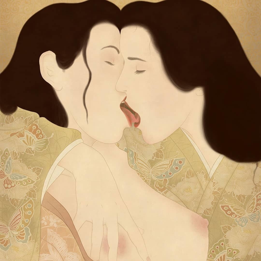 kissing lesbians Senju Shunga