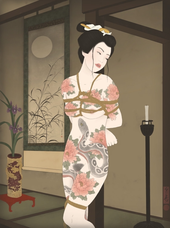 senju shunga tattooed nude female