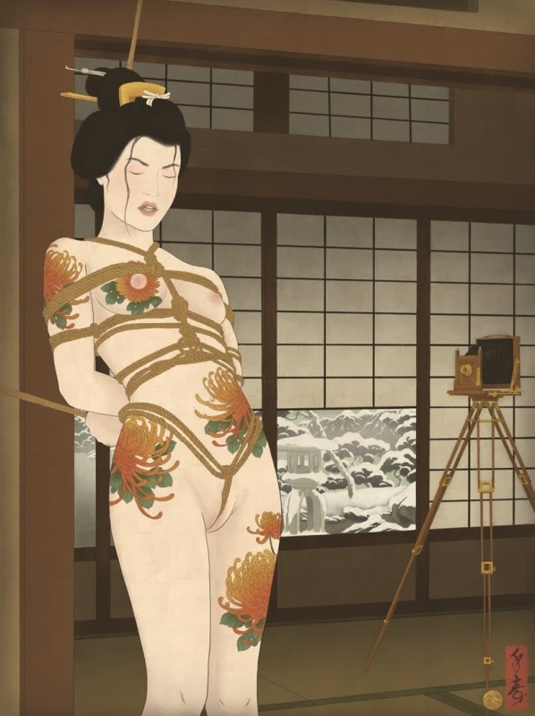 senju shunga tied female and camera