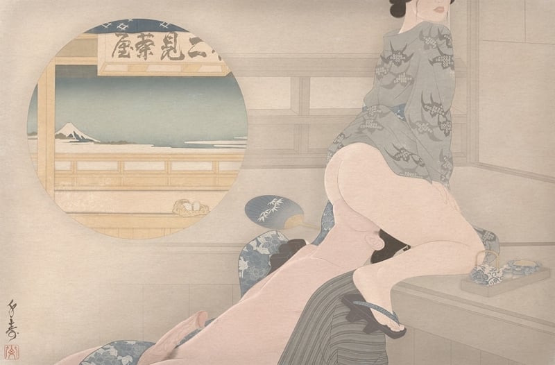 senju shunga  'Tokaido Yoshida (Yoshida along the Tokaido) '