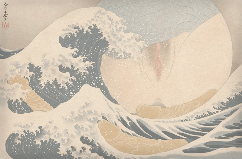 senju shunga “Tokaido Yoshida (Yoshida along the Tokaido)”