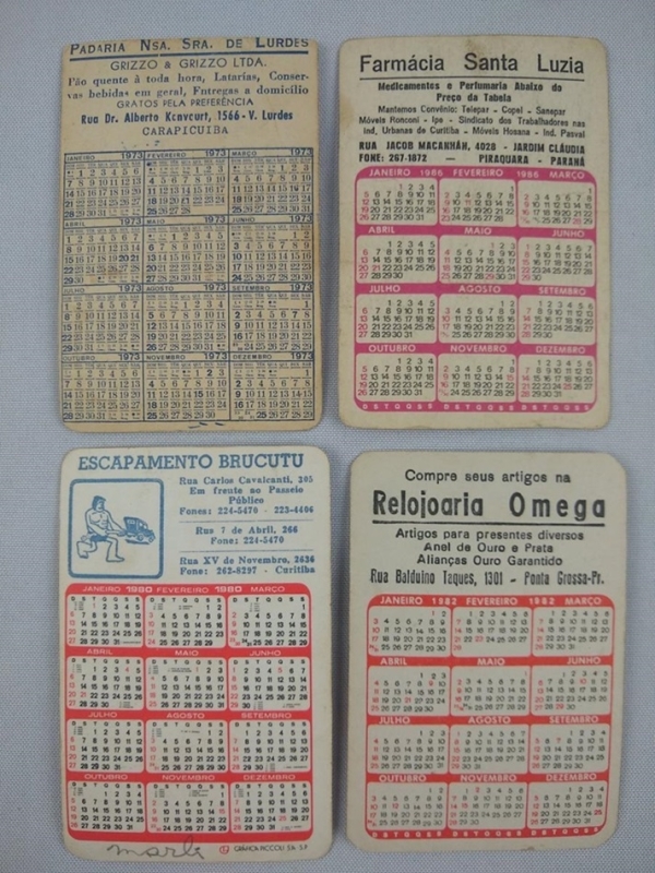 set of Naked Women Pocket Calendars (backside)