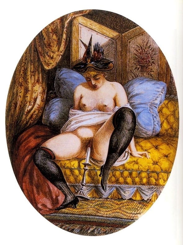 sex with candle 18th century lithograph
