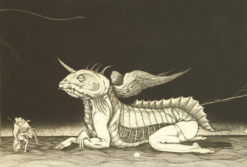 shin taga Sphinx, copperplate engraving No.13, Fish series