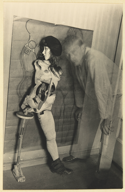 Hans Bellmer with his doll. The double exposure. Die Puppe