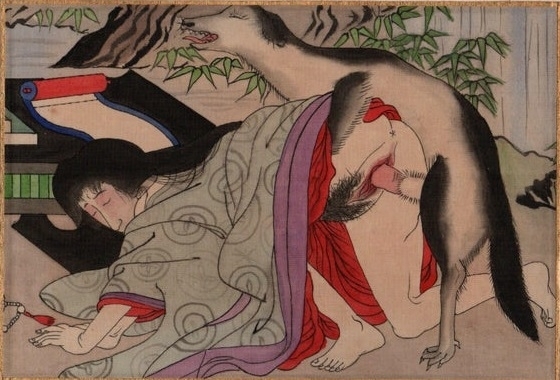 shunga meiji dog scene