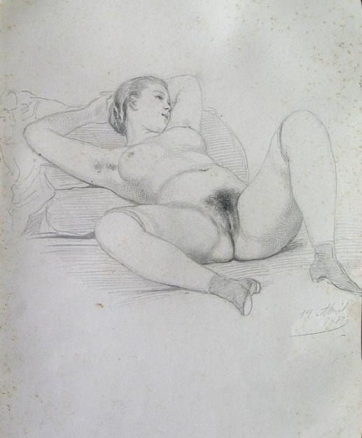 Sketch of a lying nude by Eusebio Planas