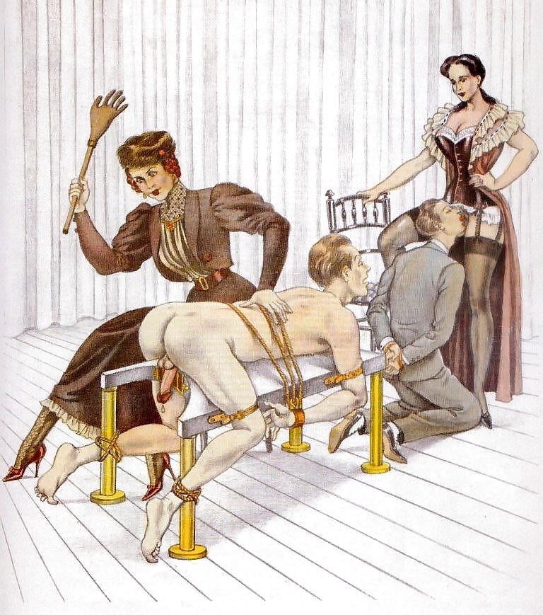 spanking art tied male