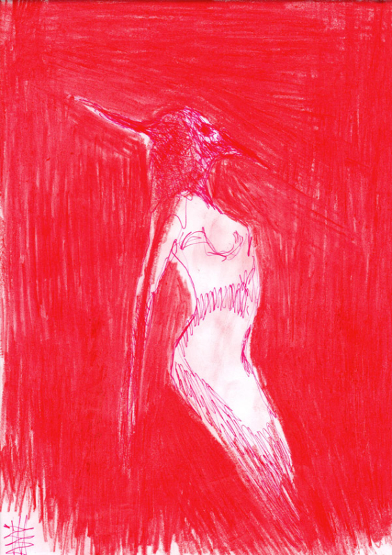 stan dark art red drawing