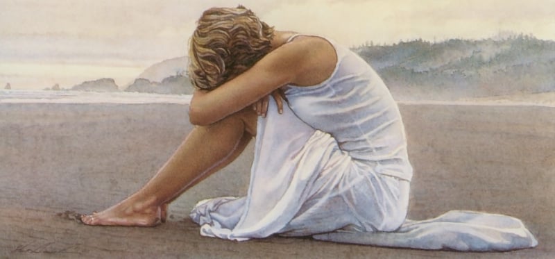 Steve Hanks female sitting on the beach