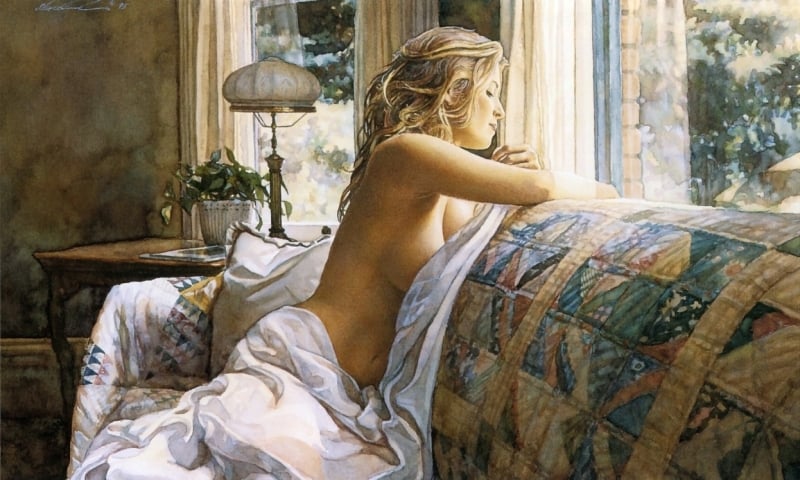 Steve Hanks nude girl on sofa