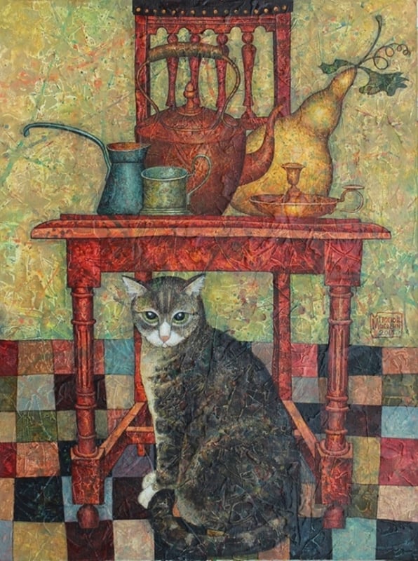 still life with cat by Volodja Popov-Masagin