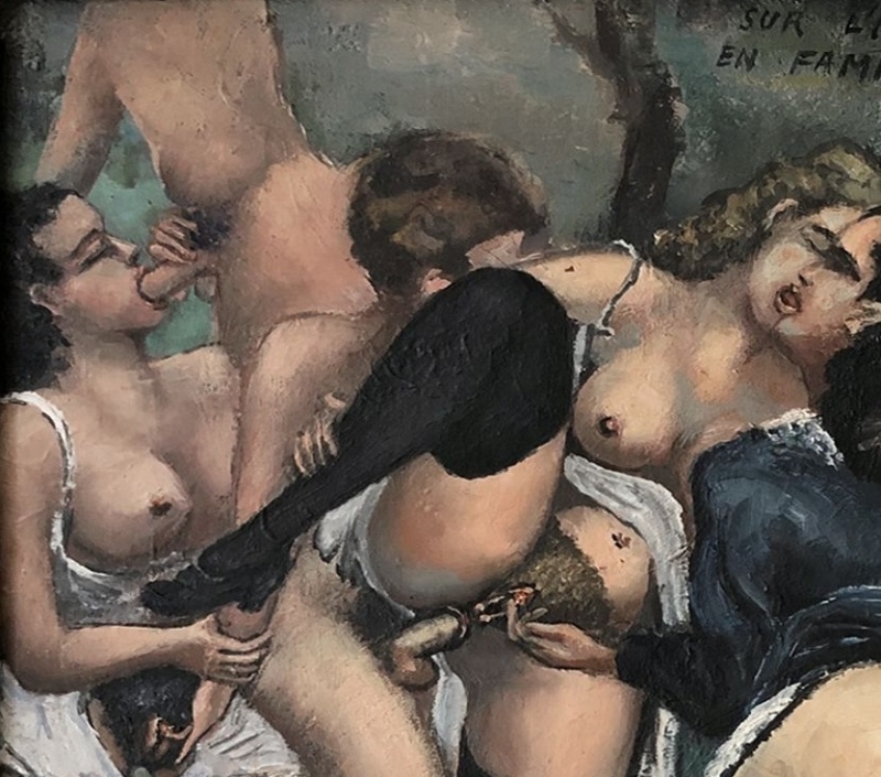 Sur l'herbe en famille (A family get-together on the grass) by Reggialdi (detail)