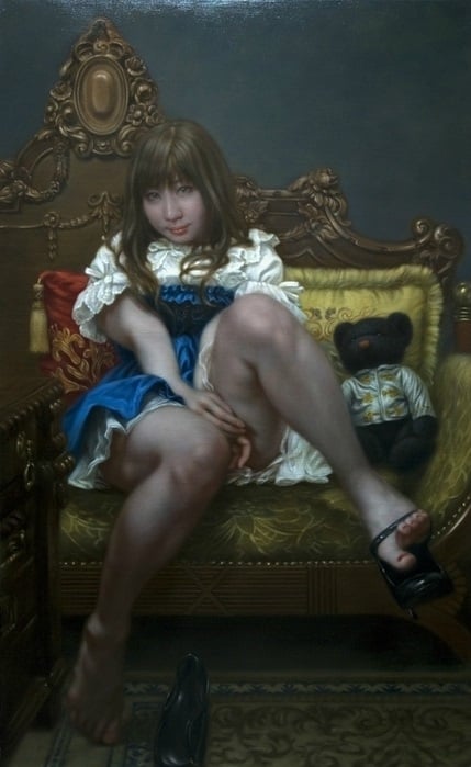 Tetsuya Mishima Japanese girl in a chair