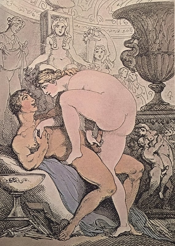 The Ancients, Erotic Print early 19th century by Thomas Rowlandson