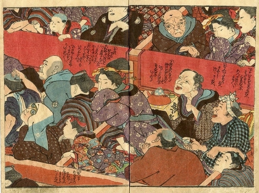 The audience watching a kabuki play by Kunisada