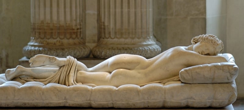 The Borghese Hermaphrodite, an ancient Roman copy, excavated c. 1608–1620, of a Hellenistic original, now in the Louvre, France