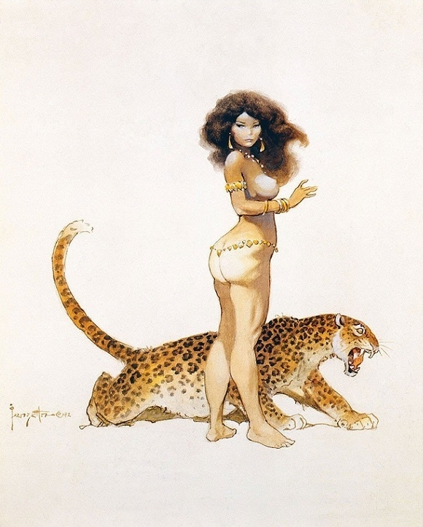 The Frank Frazetta Portfolio girl with jaguar
