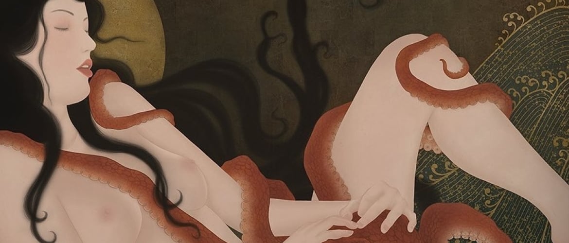 Senju Shunga’s Lesbian Version of the Octopus and the Pearl Diver