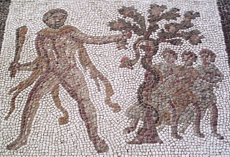 The Roman mosaic depicting Heracles and Hesperides
