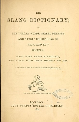 The title page of the dictionary compiled by Hotten